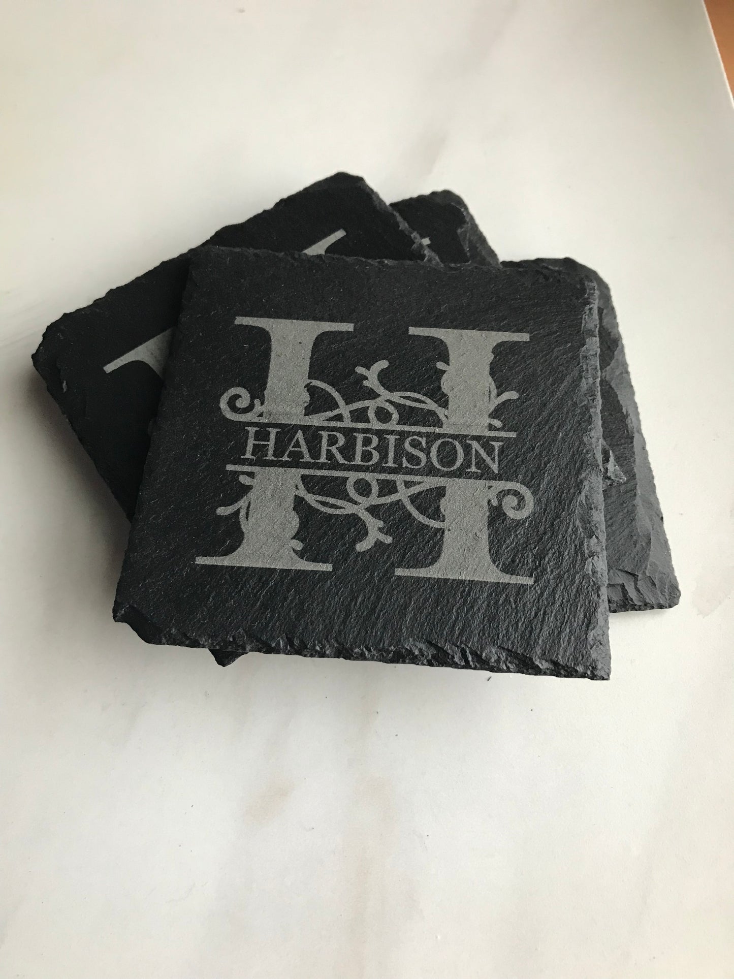 Custom Split Monogram Laser Engraved Coasters