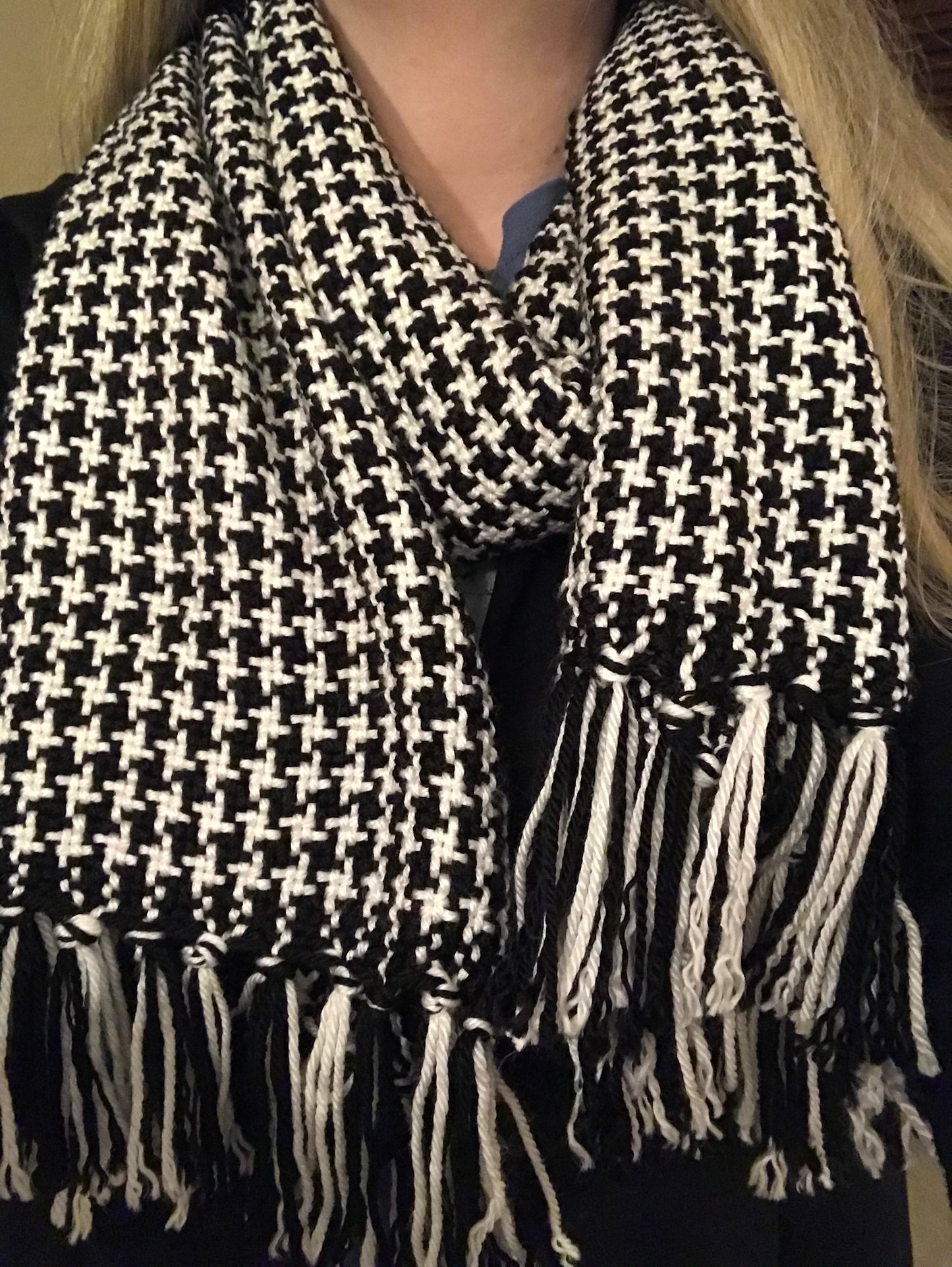 Handwoven Houndstooth Scarf