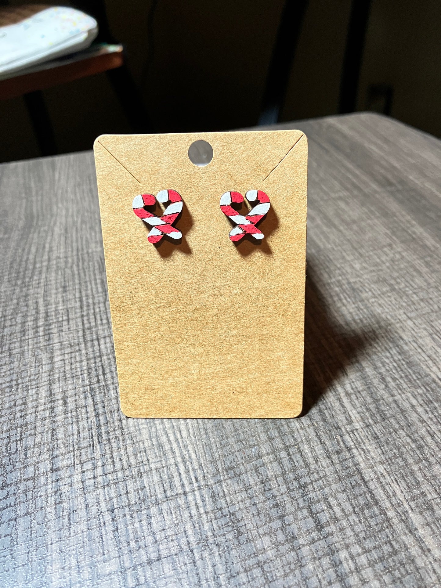 Laser Engraved Hand Painted Wooden Christmas Stud Earrings