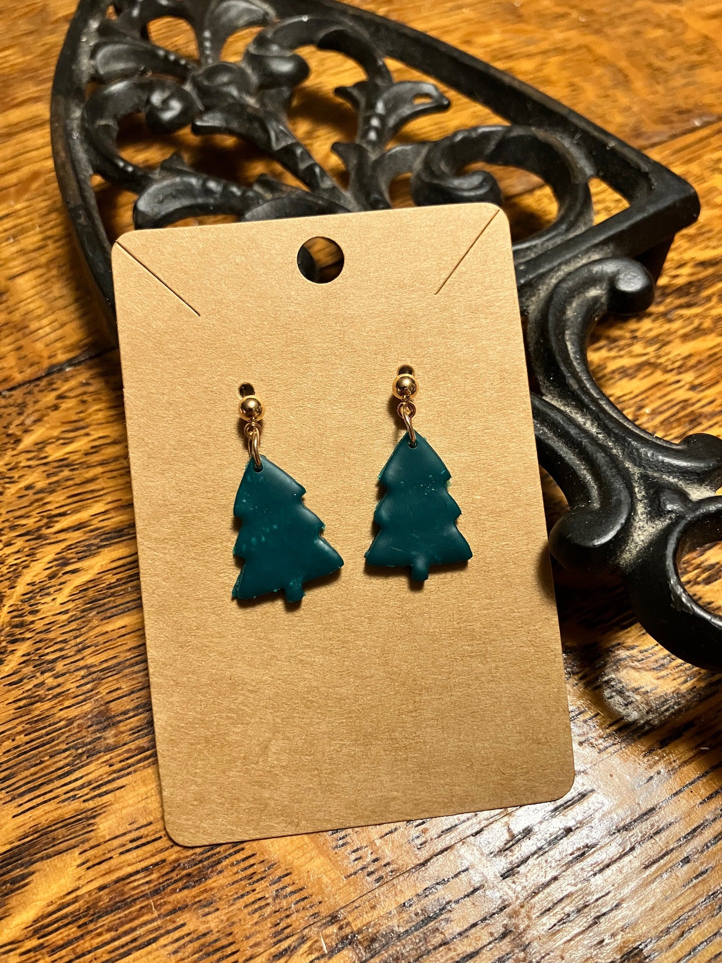 Polymer Clay Christmas Tree Earrings